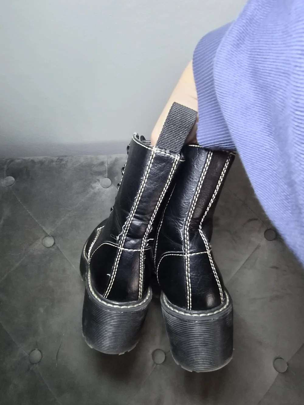 Black Grunge Platform Combat Boots 6M Madden Girl Punk Modern - Picture 7 of 10